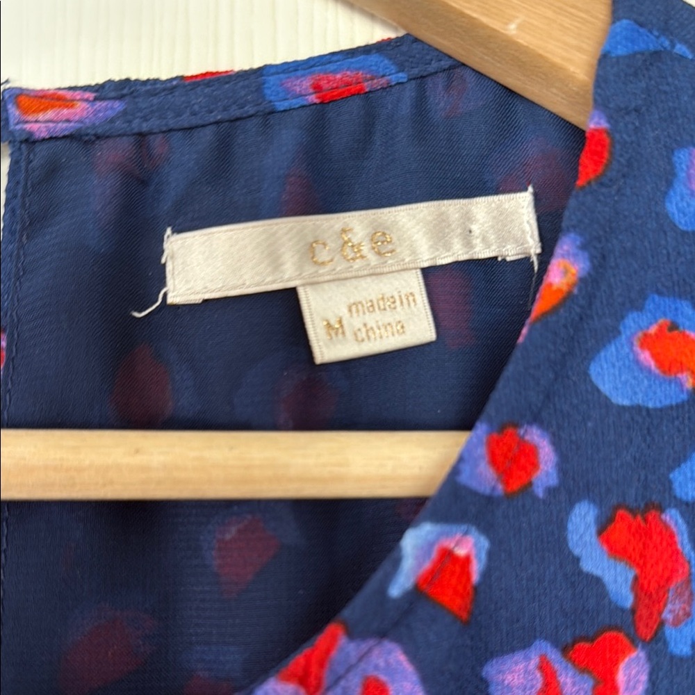 C&E blue chiffon patterned tank knee length dress - Picture 2 of 9